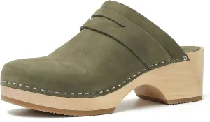 Women's Handmade Wooden Clog Mule 2.3" Open Back Leather Clogs Classic Clogs Mule for Long-Lasting Wear