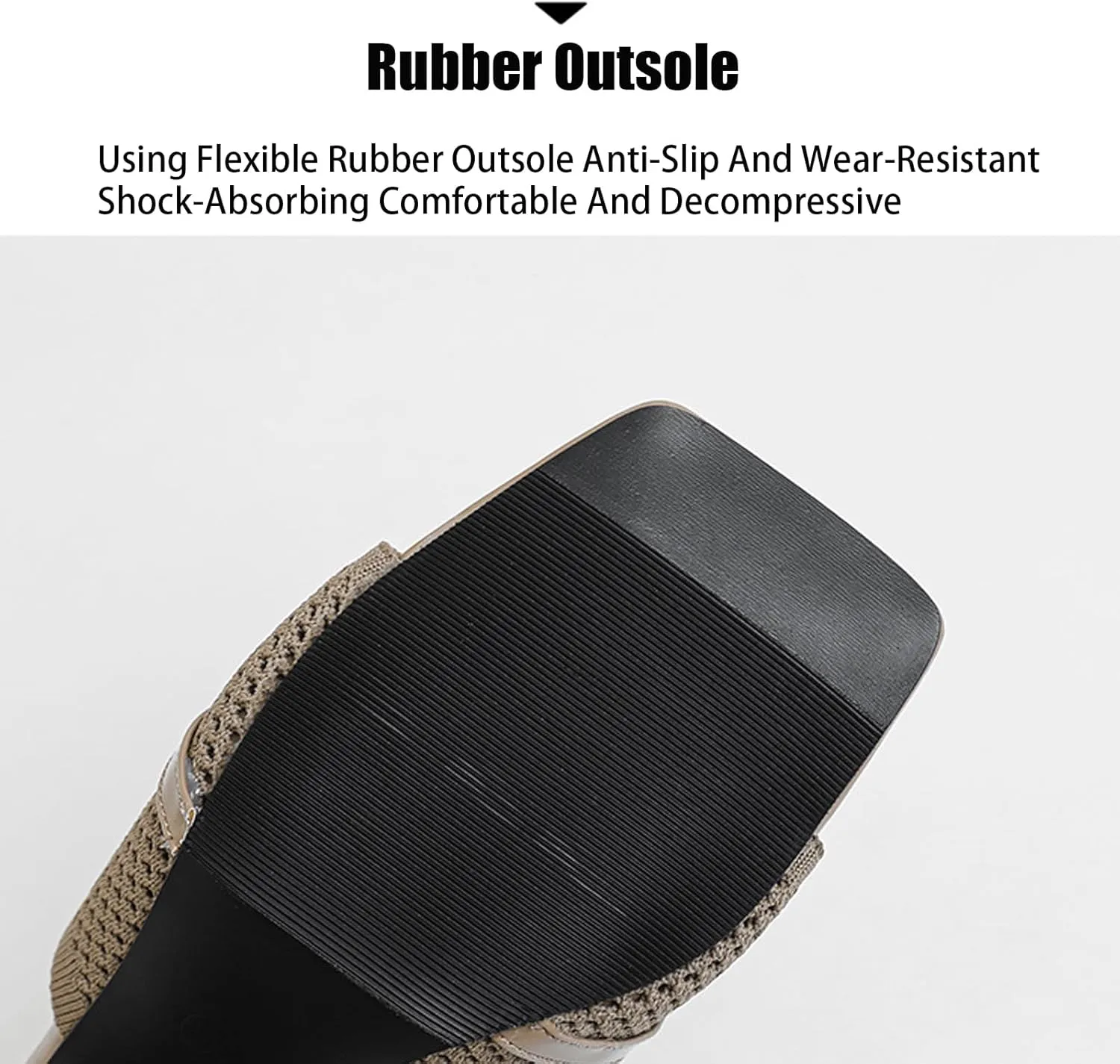 Women's Knit Open Toe Block Heel Mule Slides Fashion Square Toe Chain Slip On Mid Block Heel Sandals for Beach Parties