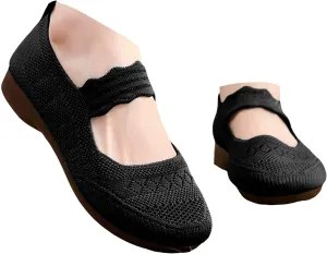 Womens Knitted Flat Shoes Lightweight Comfortable Slip on Loafers Breathable Flats Knit loaferas Casual Breathable mesh Walking Shoes Round Toe Ballet Flat Shoes Walking Flats Shoes for Women