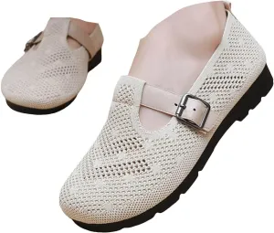 Womens Knitted Flat Shoes Lightweight Comfortable Slip on Loafers Breathable Flats Knit loaferas Casual Breathable mesh Walking Shoes Round Toe Ballet Flat Shoes Walking Flats Shoes for Women