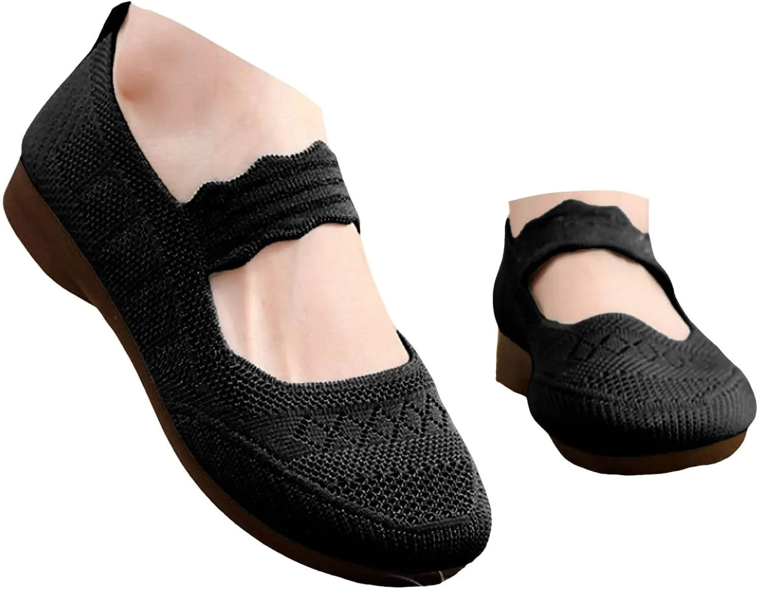Womens Knitted Flat Shoes Lightweight Comfortable Slip on Loafers Breathable Flats Knit loaferas Casual Breathable mesh Walking Shoes Round Toe Ballet Flat Shoes Walking Flats Shoes for Women