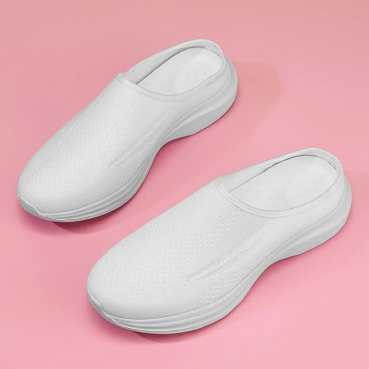 Women's Knitted Wedge Orthopedic Mule Clogs,Comfortable Mesh Soft Platform Lightweight Breathable Closed Toe Slingback Sneakers Sandals with Arch Support for Plantar Fasciitis