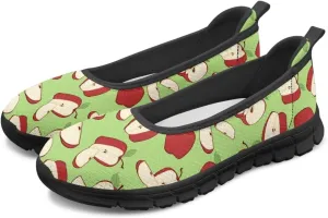 Womens Low Cut Shoes Casual Mesh Loafers Mushroom Tennis Sneakers Lightweight Slip On Fruit Print Breathable Shoe for Workout Walking