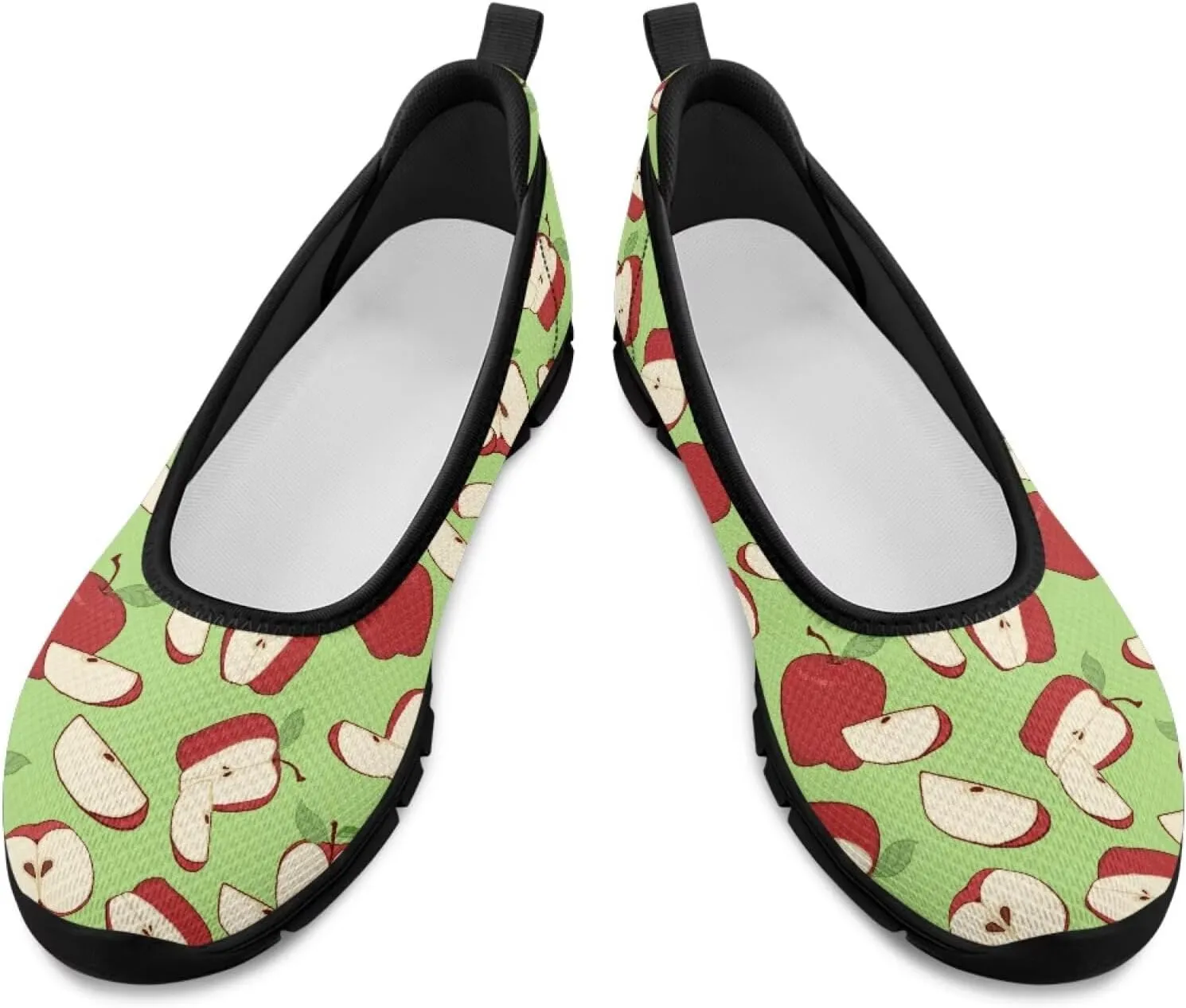 Womens Low Cut Shoes Casual Mesh Loafers Mushroom Tennis Sneakers Lightweight Slip On Fruit Print Breathable Shoe for Workout Walking