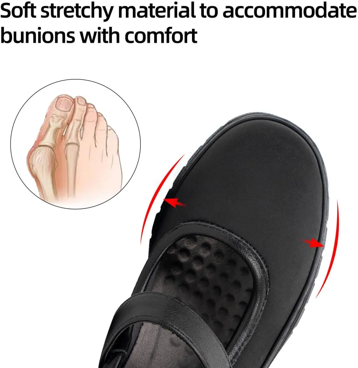 Women’s Mary Jane Shoes for Bunions Comfortable Orthotic Dress Shoes Non-Slip Orthopedic Work Shoes