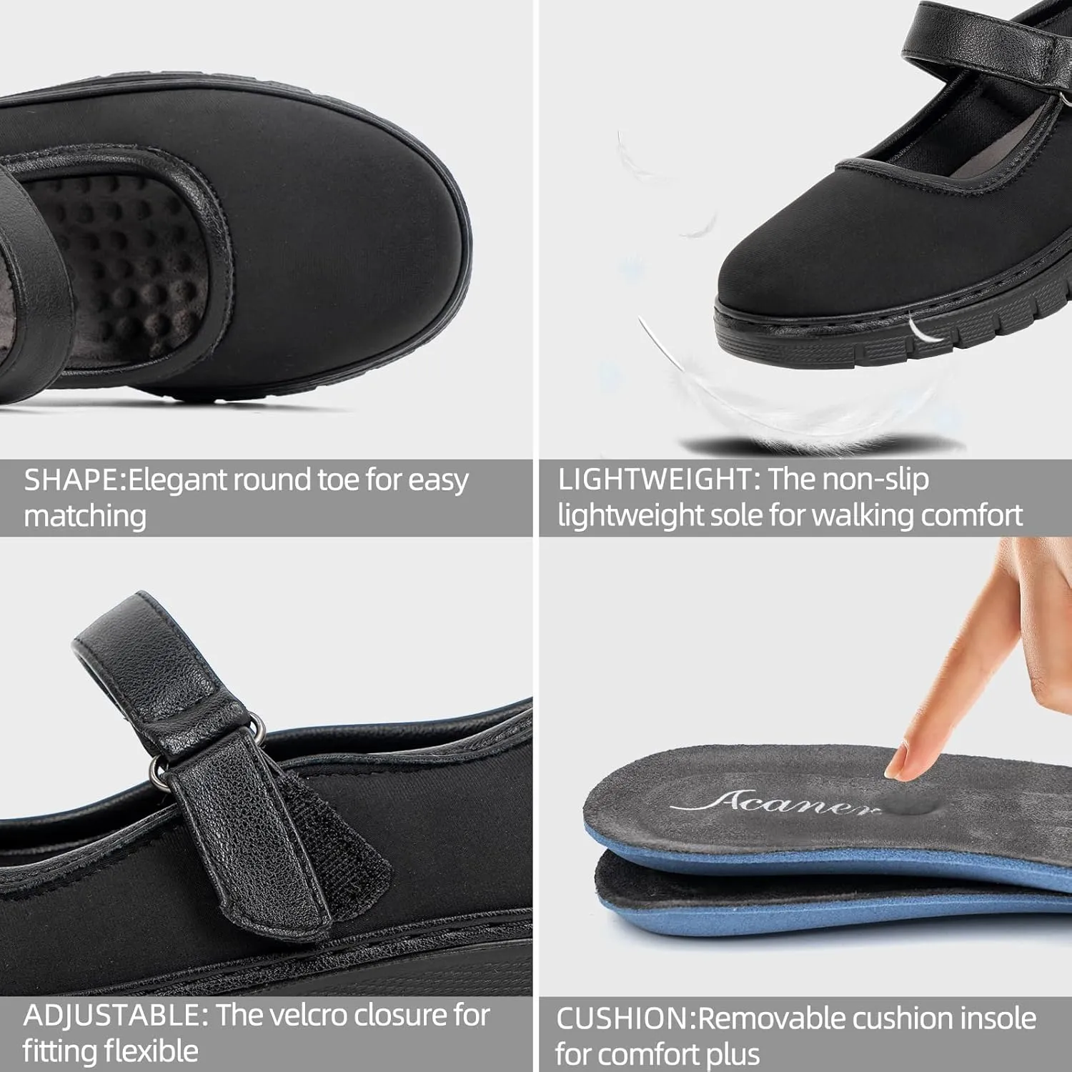 Women’s Mary Jane Shoes for Bunions Comfortable Orthotic Dress Shoes Non-Slip Orthopedic Work Shoes