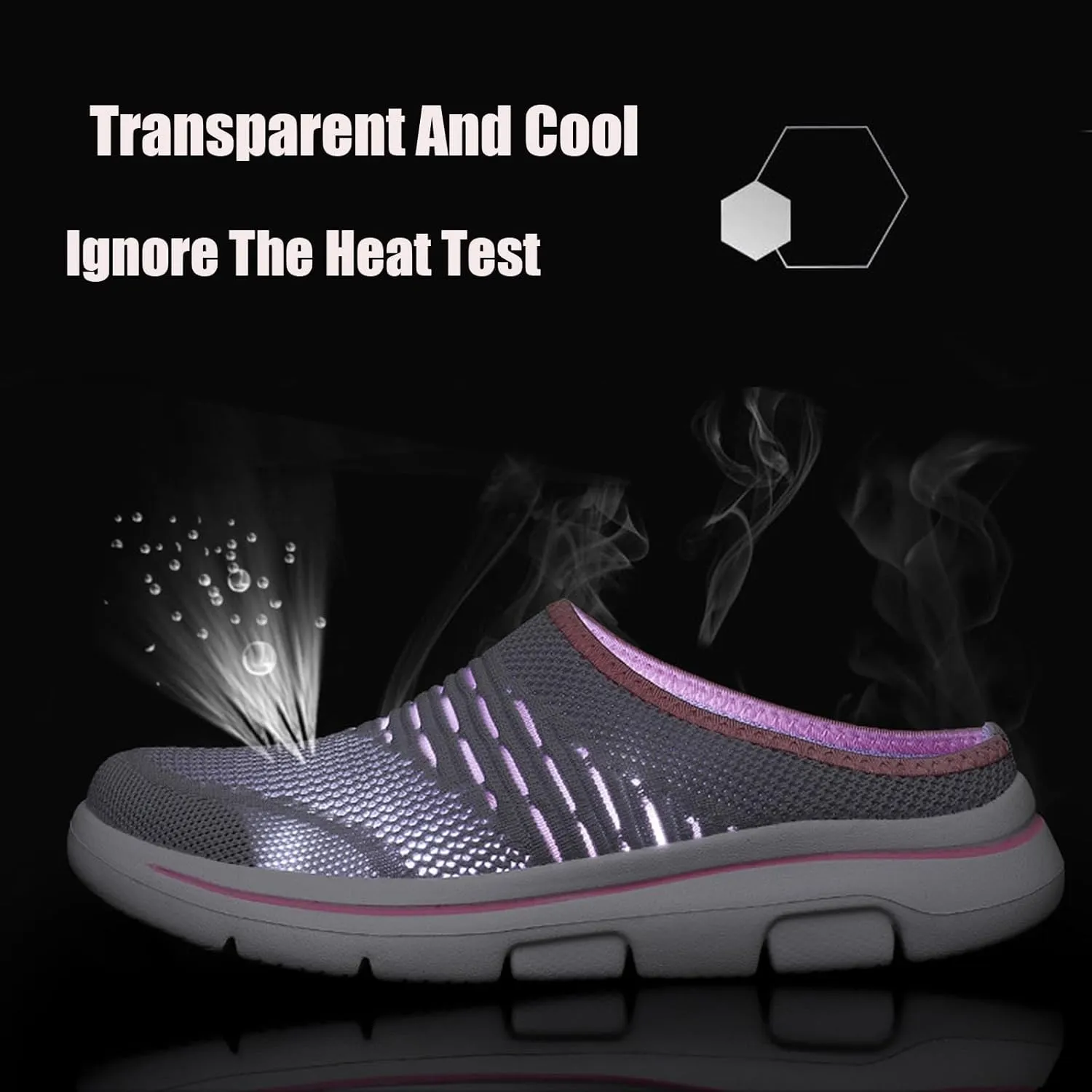 Women's mesh Breathable Soft Sole Mules Fashion Knitted Backless Slip on Lightweight Walking Shoes Casual Comfortable Outdoor Sports Wedge Mule