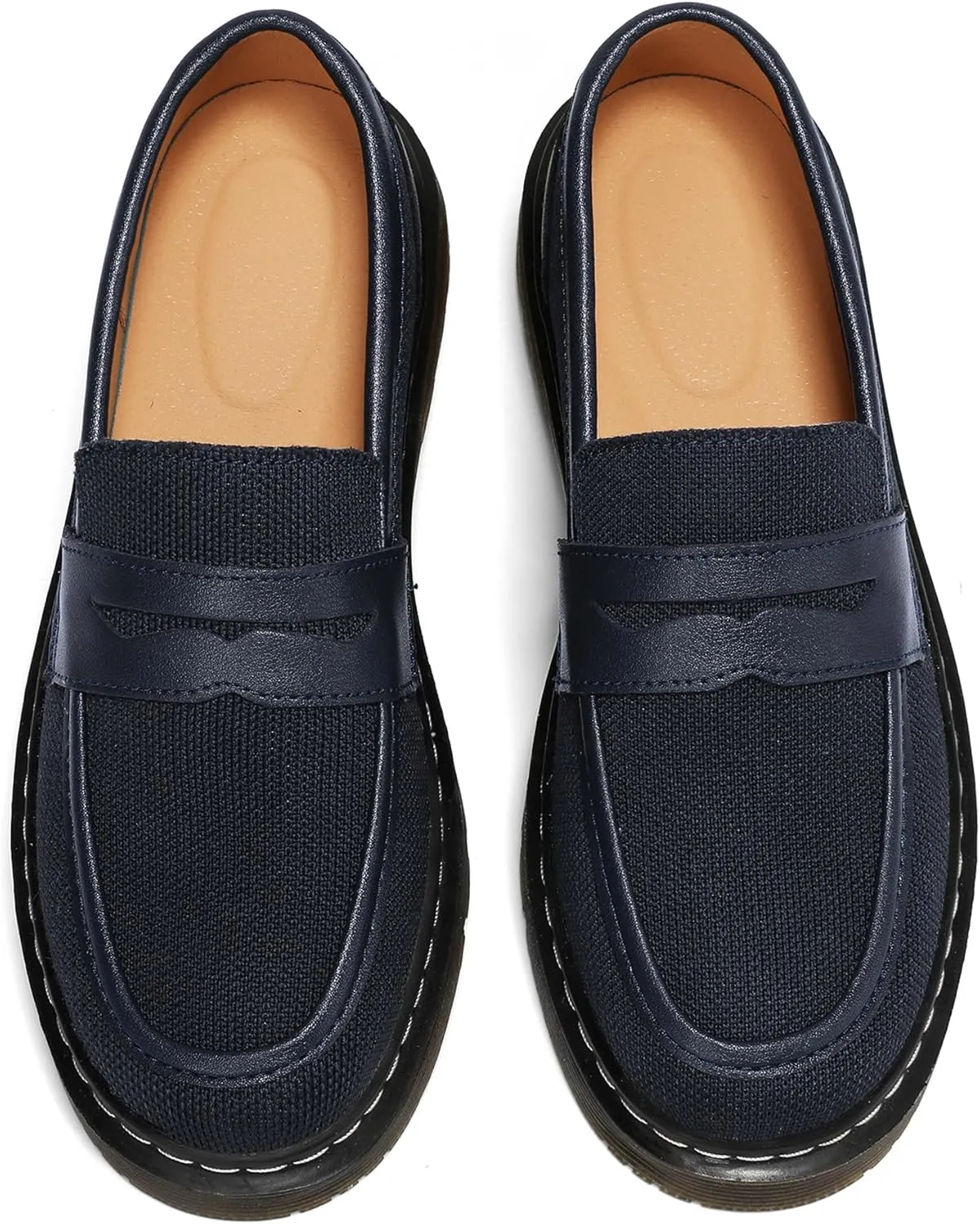 Women's Mesh Penny Loafers Breathable Knitted Flat Shoes Comfortable & Lightweight Slip-Ons