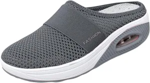 Women's Mule Shoes Air-Cushion Slip-On Walking Shoes Summer Backless Walking Sneakers Mesh Arch-Support Orthopedic Diabetic Shoe Casual Lightweight Breathable Slippers Closed Toe Slides