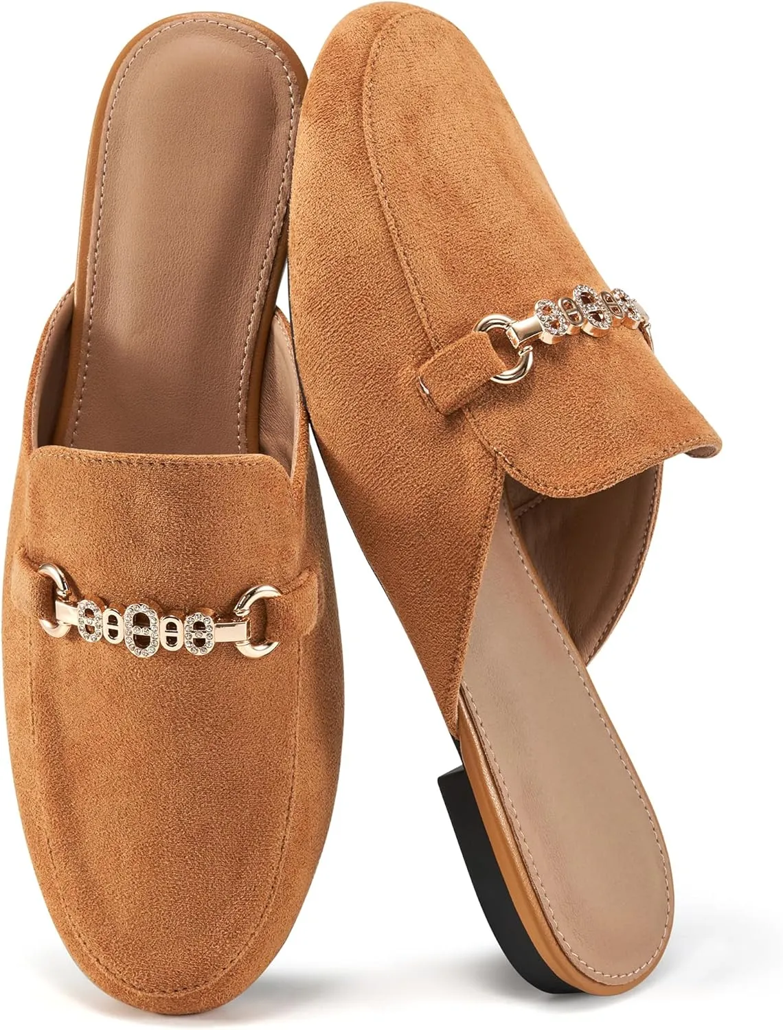 Womens Mules Buckle Flats: Classic Suede Slip On Shoes Dressy Closed Toe Backless Slides Loafers 2025