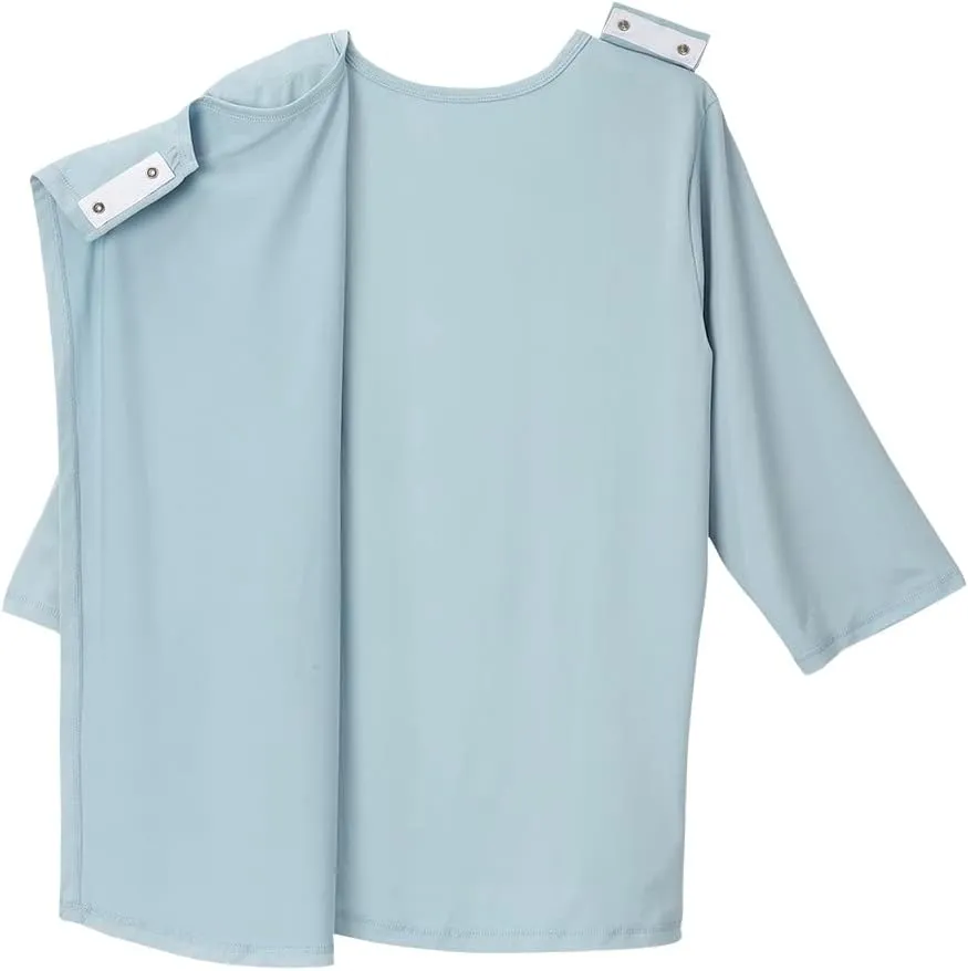 Women’s Open Back Adaptive Active Crew Neck Top for Seniors - 3/4 Long Sleeve Shirt