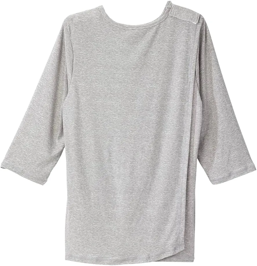 Women’s Open Back Adaptive Active Crew Neck Top for Seniors - 3/4 Long Sleeve Shirt