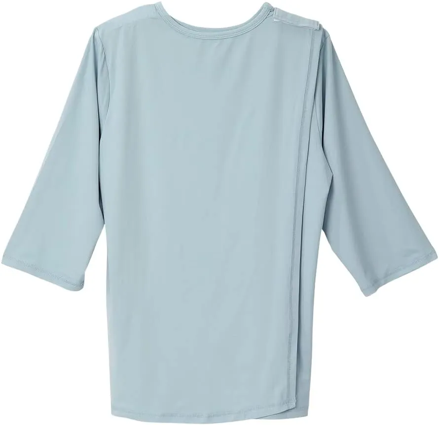 Women’s Open Back Adaptive Active Crew Neck Top for Seniors - 3/4 Long Sleeve Shirt