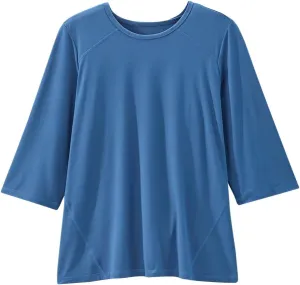 Women’s Open Back Adaptive Active Crew Neck Top for Seniors - 3/4 Long Sleeve Shirt
