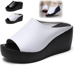 Women's Orthopedic Sandals Arch Support Slip-On Lightweight Breathable Summer Sandals With High Heels Non-Slip Soles Comfortable Walking Shoes