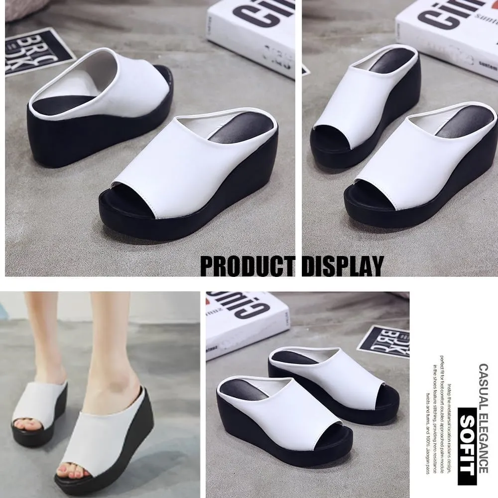 Women's Orthopedic Sandals Arch Support Slip-On Lightweight Breathable Summer Sandals With High Heels Non-Slip Soles Comfortable Walking Shoes