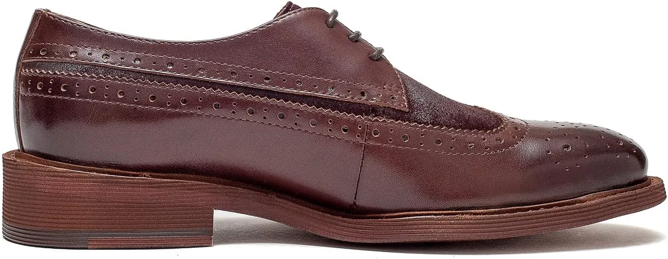 Women's Perforated Classic Lace-up Oxfords Brogue Wingtip Round Toe Derby Saddle Leather Shoes for Women Girls Lady Wife
