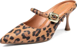 Women's Pointed Toe Heeled Mules, Knit Sandals, Slip-On Shoes