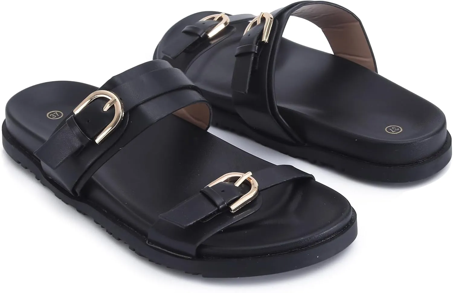 Women's Sandal Slide, Handmade Soft Cushioned Footbed Open Toe Slides, Adjustable Slip On Flat, Size 7-10