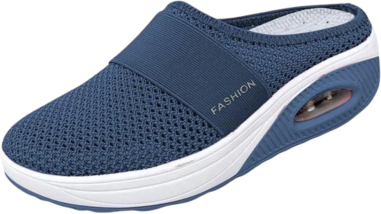 Womens Slip On Clogs and Mules Diabetic Air-Cushion Slip-On Walking Shoes Breathable Slippers Closed Toe Slides Orthopedic Diabetic Shoes with Arch-Support