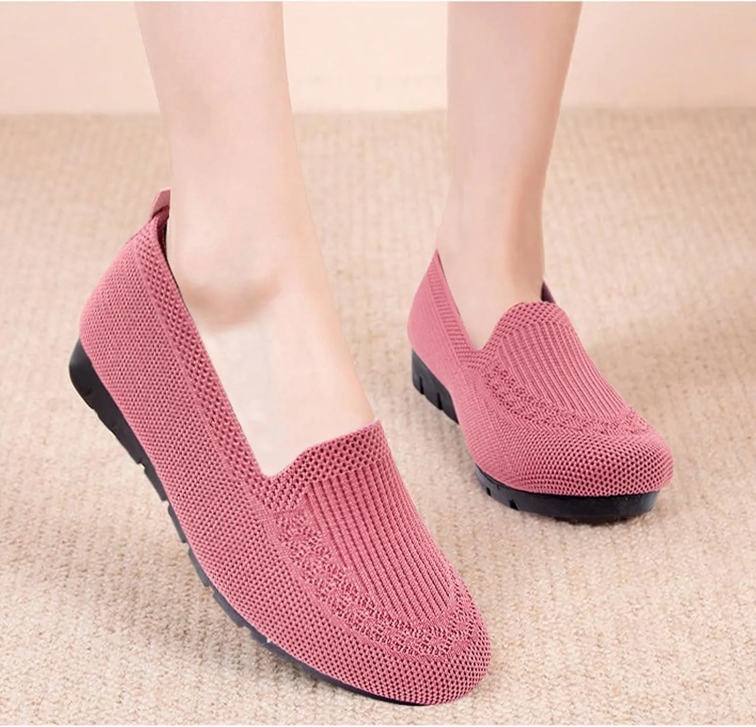 Women's Slip on Loafer Shoes Casual Mesh Breathable Flats for Women Walking Comfortable Shoes for Women Mesh Shoes