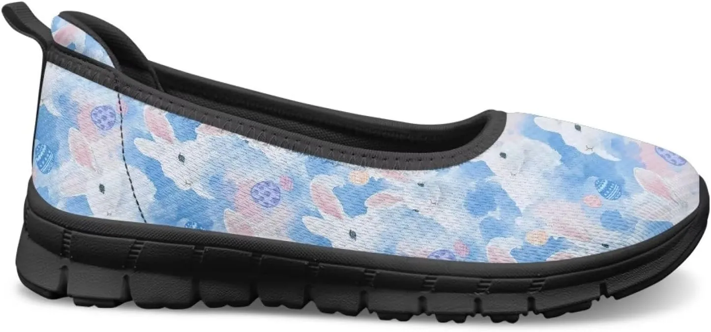 Women's Slip on Loafer Shoes Mesh Casual Ballet Flat Walking Sneakers Knit Round Toe Casual Shoes