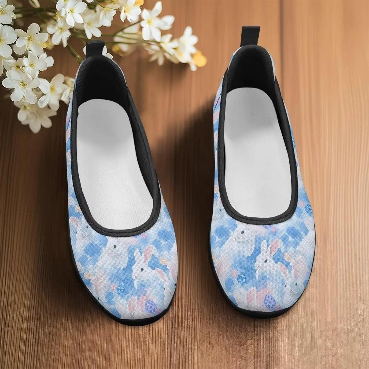 Women's Slip on Loafer Shoes Mesh Casual Ballet Flat Walking Sneakers Knit Round Toe Casual Shoes