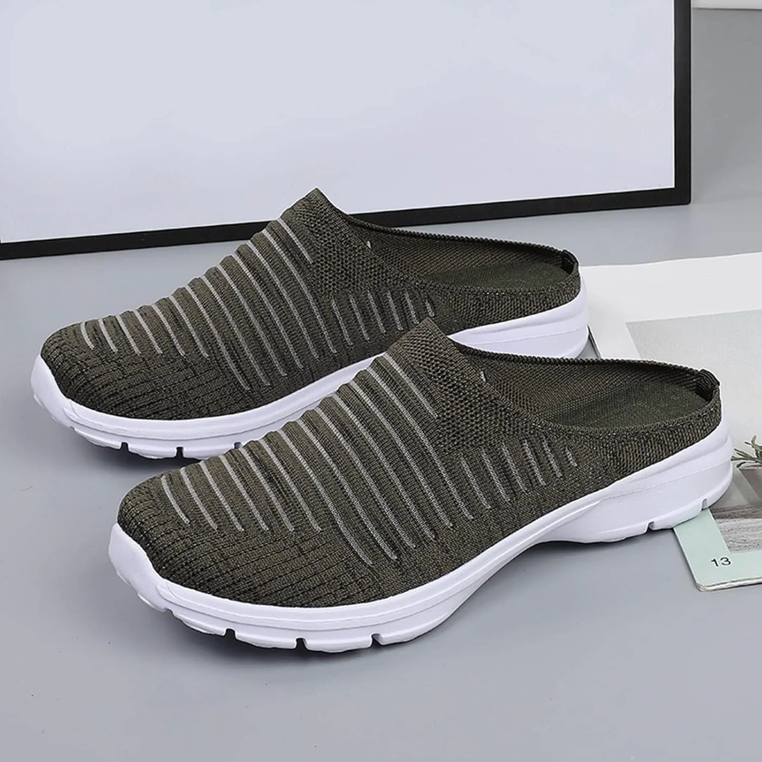 Women's Slip-on Mule Sneakers Lightweight Womens Running Shoes Casual Casual Shoes Trendy Women's Fashion Sneakers Brown Tennis Shoe Casual Loafers