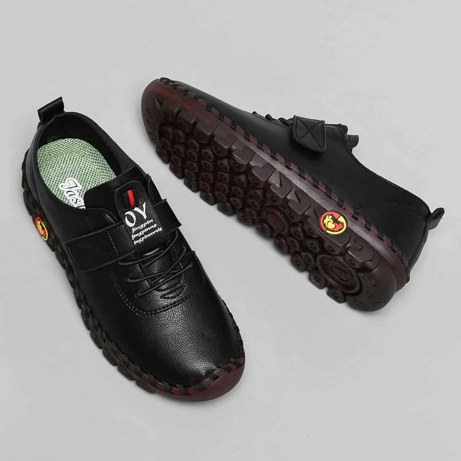Women's Tendon Soft Sole Casual Orthopedic Shoes Fashion HandSewing Leather Non-Slip Flat Loafers Low-top Outdoor Comfy Breathable Walk Mam Nurse Shoes