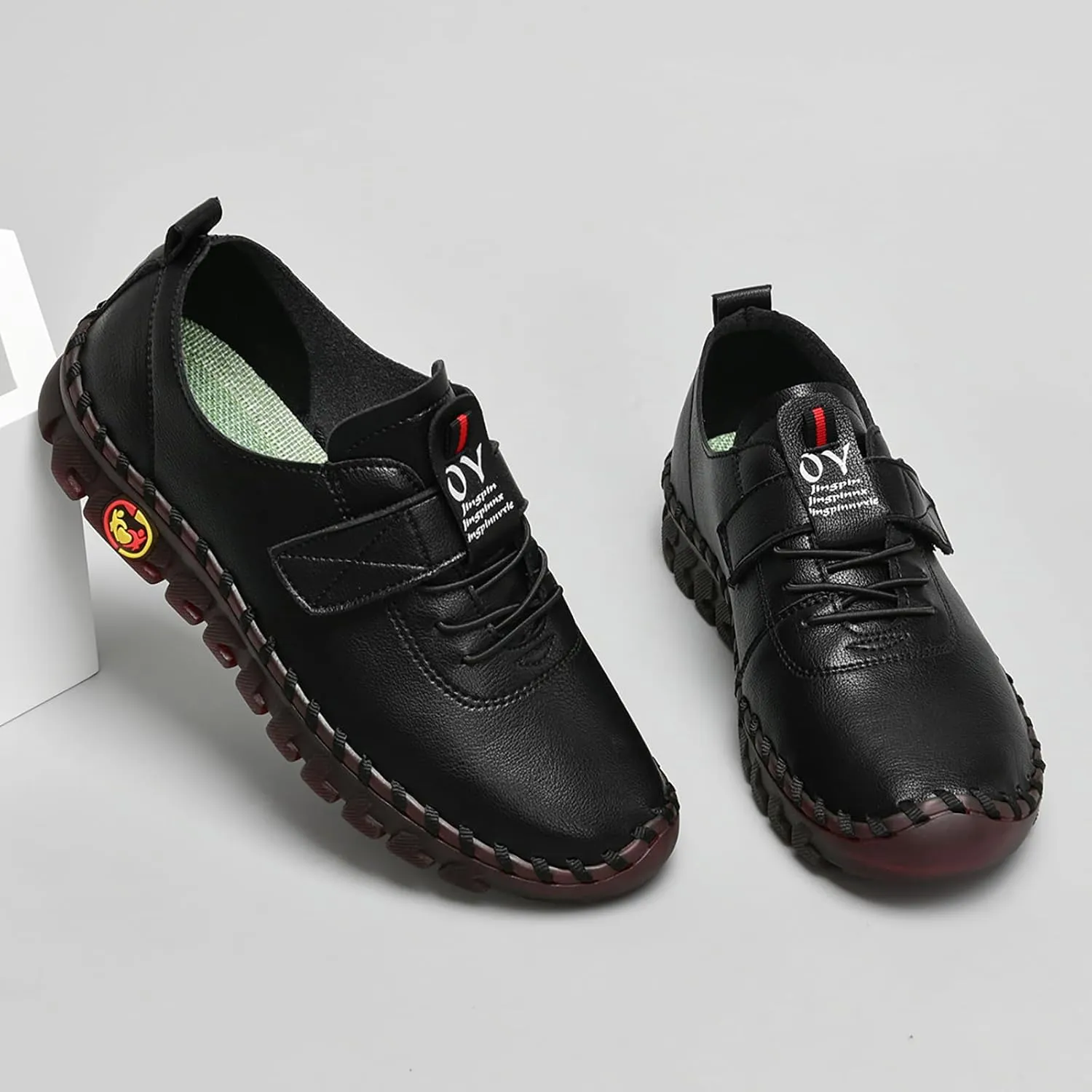 Women's Tendon Soft Sole Casual Orthopedic Shoes Fashion HandSewing Leather Non-Slip Flat Loafers Low-top Outdoor Comfy Breathable Walk Mam Nurse Shoes
