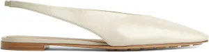 Women's White Slingback Ballet Flats Leather Pointed Closed Toe Slip On Comfy Loafer Casual Shoes