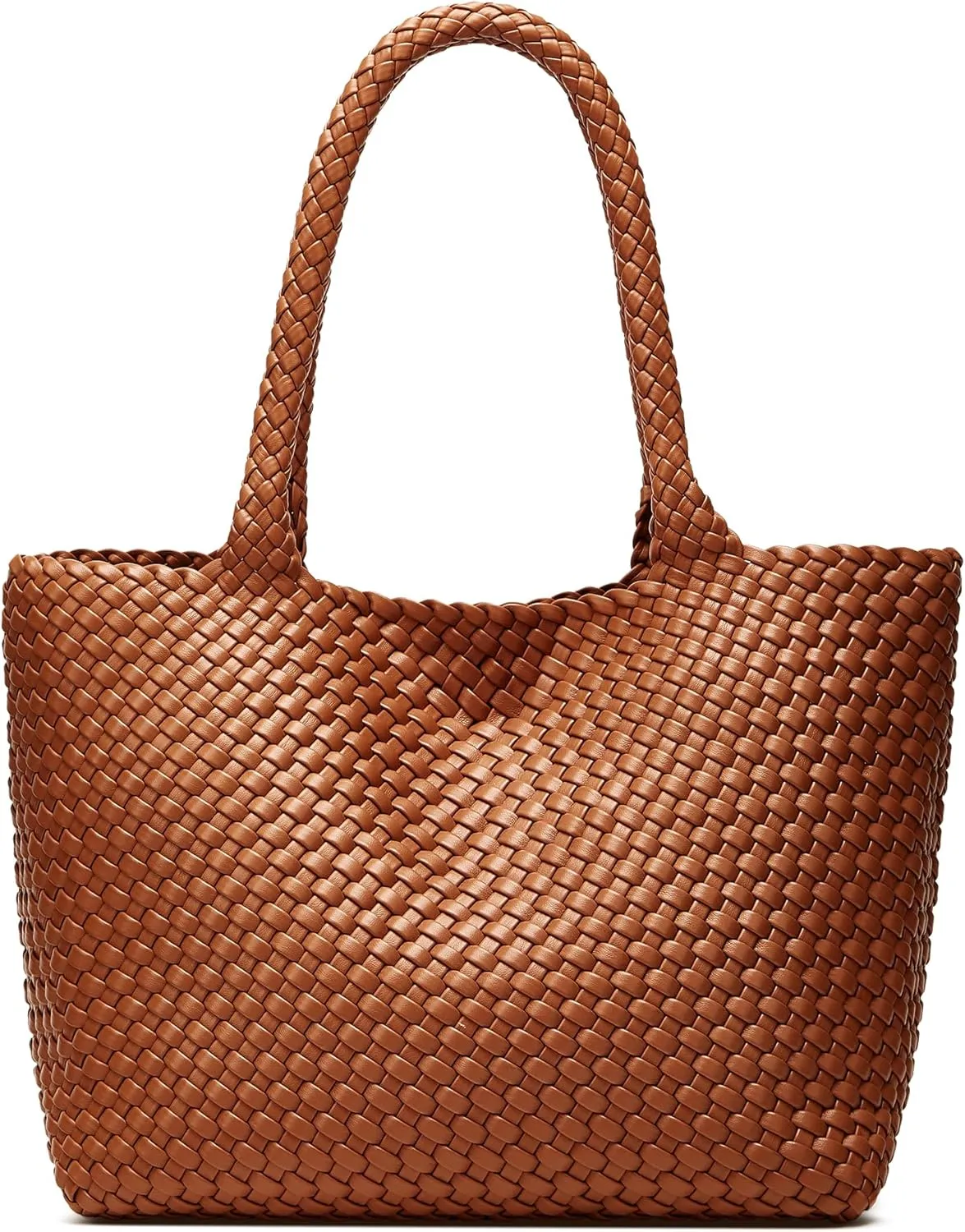 Woven Bags for Women Tote Purse: Vegan Leather Shoulder Handbags - Large Beach Tote - Travel Totes Handwoven Satchel
