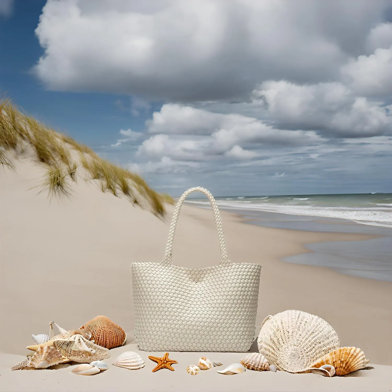 Woven Bags for Women Tote Purse: Vegan Leather Shoulder Handbags - Large Beach Tote - Travel Totes Handwoven Satchel