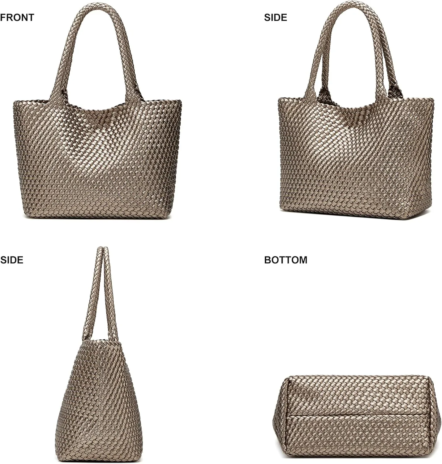 Woven Bags for Women Tote Purse: Vegan Leather Shoulder Handbags - Large Beach Tote - Travel Totes Handwoven Satchel