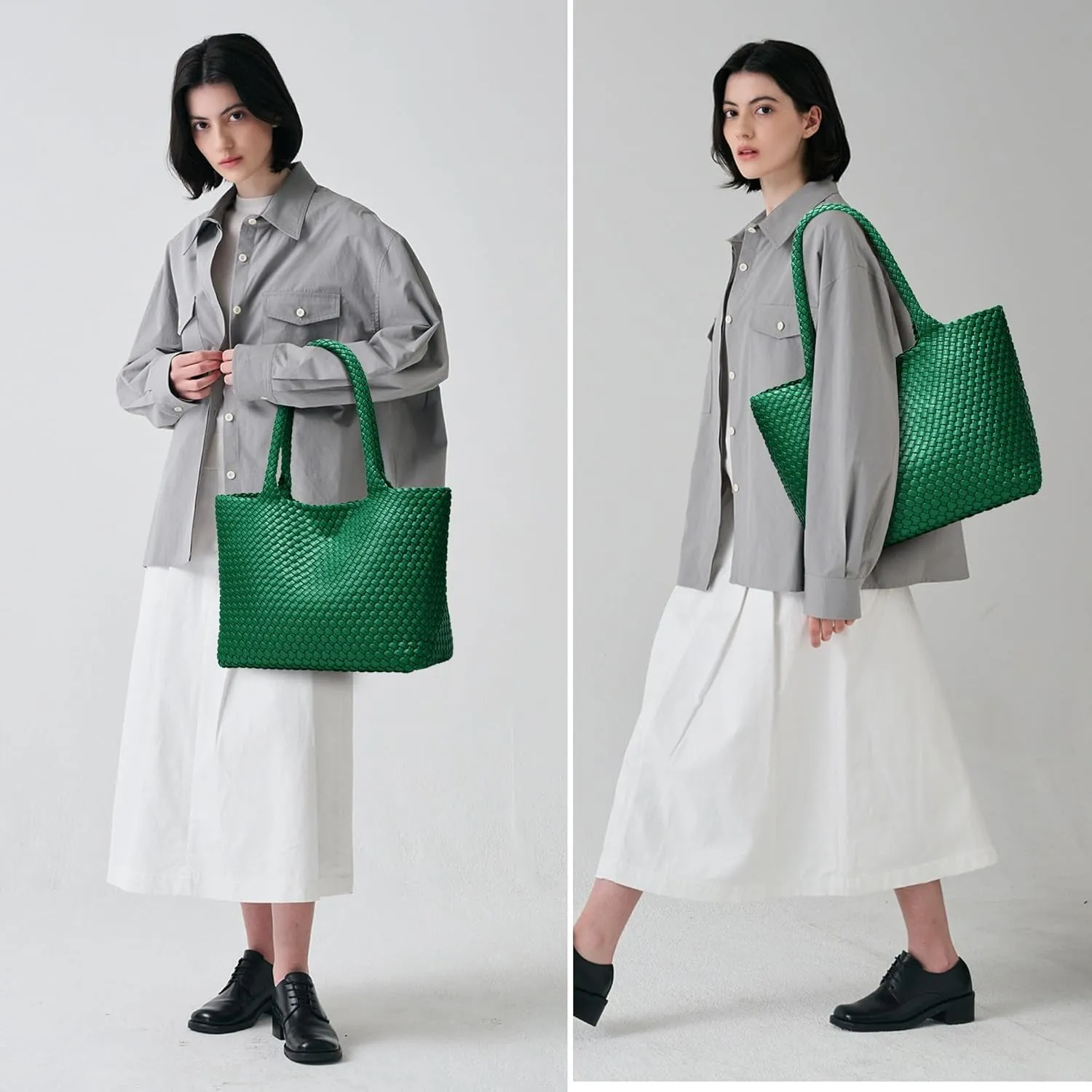 Woven Bags for Women Tote Purse: Vegan Leather Shoulder Handbags - Large Beach Tote - Travel Totes Handwoven Satchel