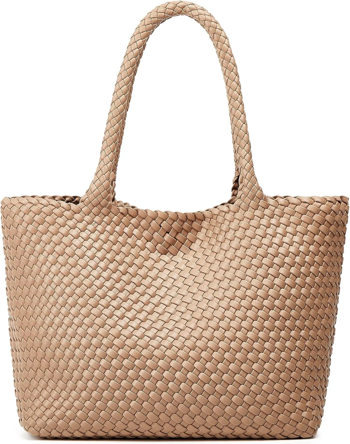 Woven Bags for Women Tote Purse: Vegan Leather Shoulder Handbags - Large Beach Tote - Travel Totes Handwoven Satchel