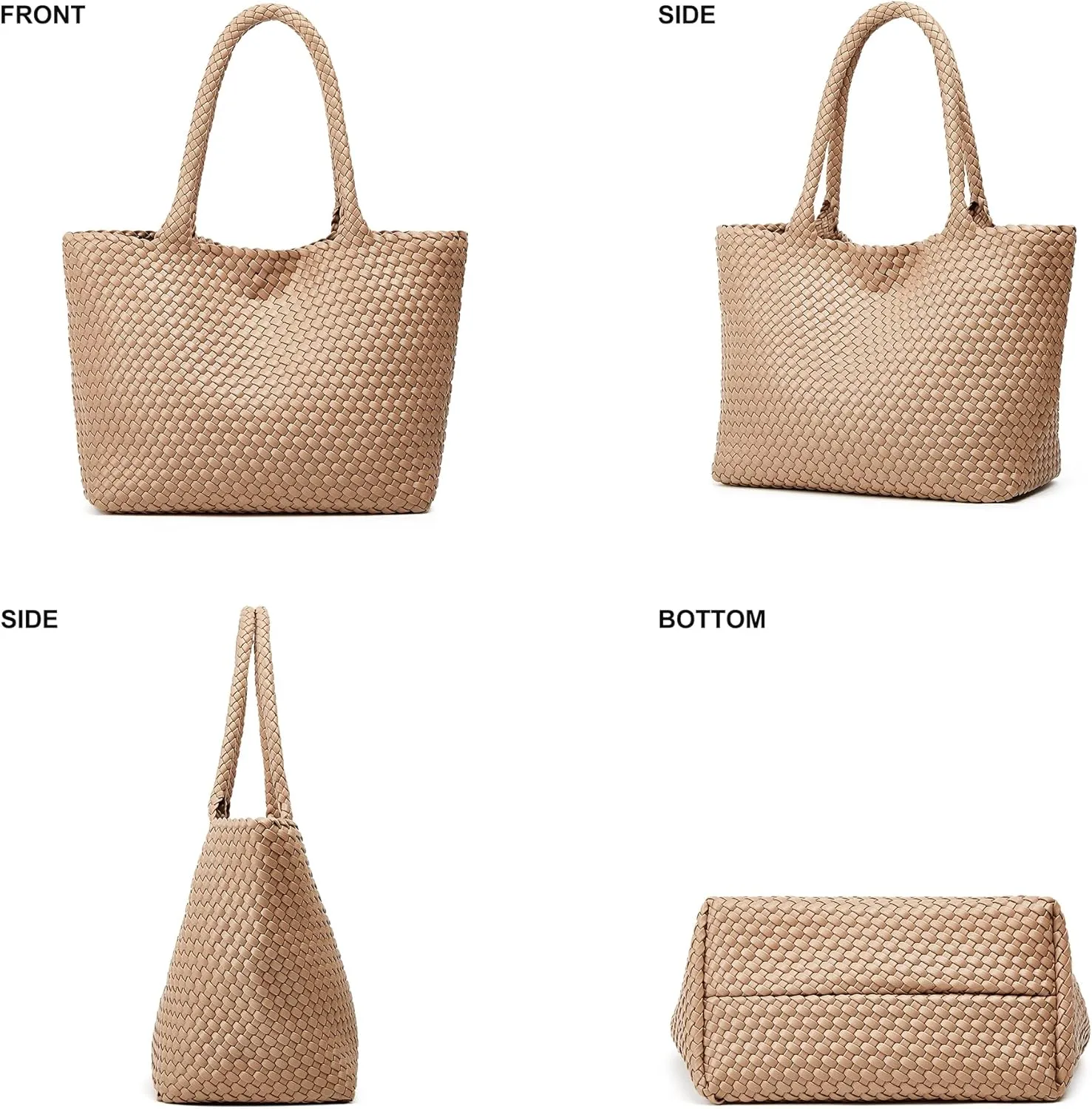 Woven Bags for Women Tote Purse: Vegan Leather Shoulder Handbags - Large Beach Tote - Travel Totes Handwoven Satchel