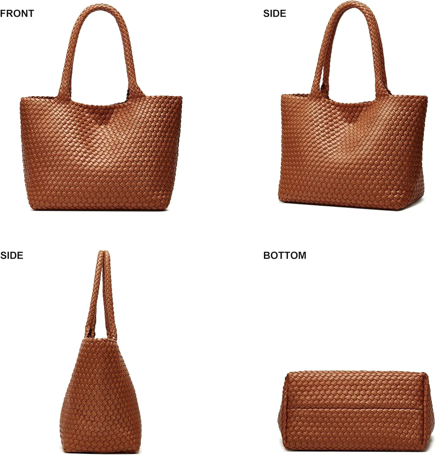 Woven Bags for Women Tote Purse: Vegan Leather Shoulder Handbags - Large Beach Tote - Travel Totes Handwoven Satchel