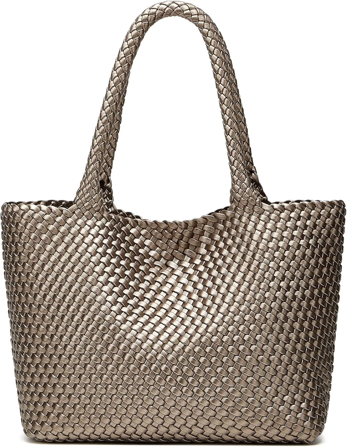 Woven Bags for Women Tote Purse: Vegan Leather Shoulder Handbags - Large Beach Tote - Travel Totes Handwoven Satchel