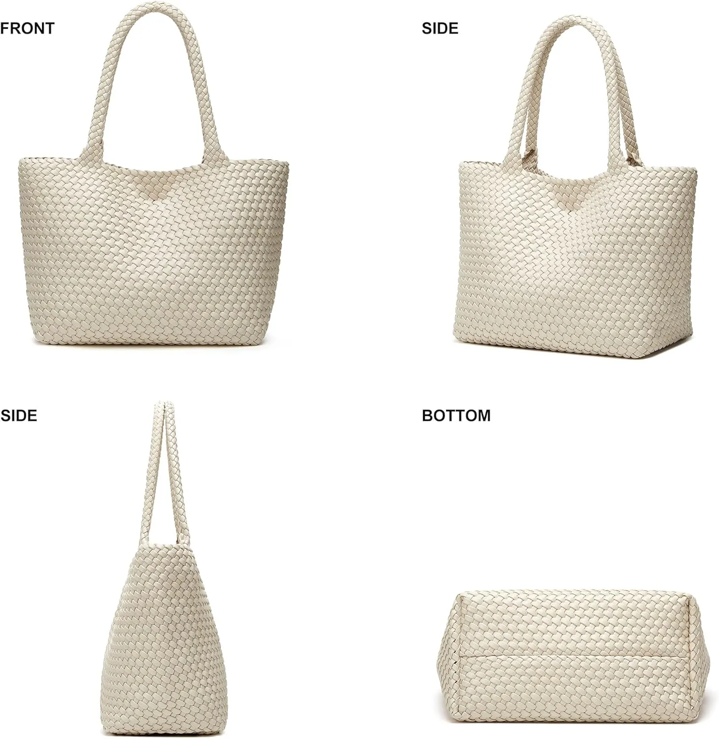Woven Bags for Women Tote Purse: Vegan Leather Shoulder Handbags - Large Beach Tote - Travel Totes Handwoven Satchel
