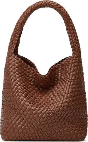 Woven Tote Bag for Women: Vegan Leather Shoulder Purse - Underarm Hobo Bag - Summer Beach Tote for Vacation