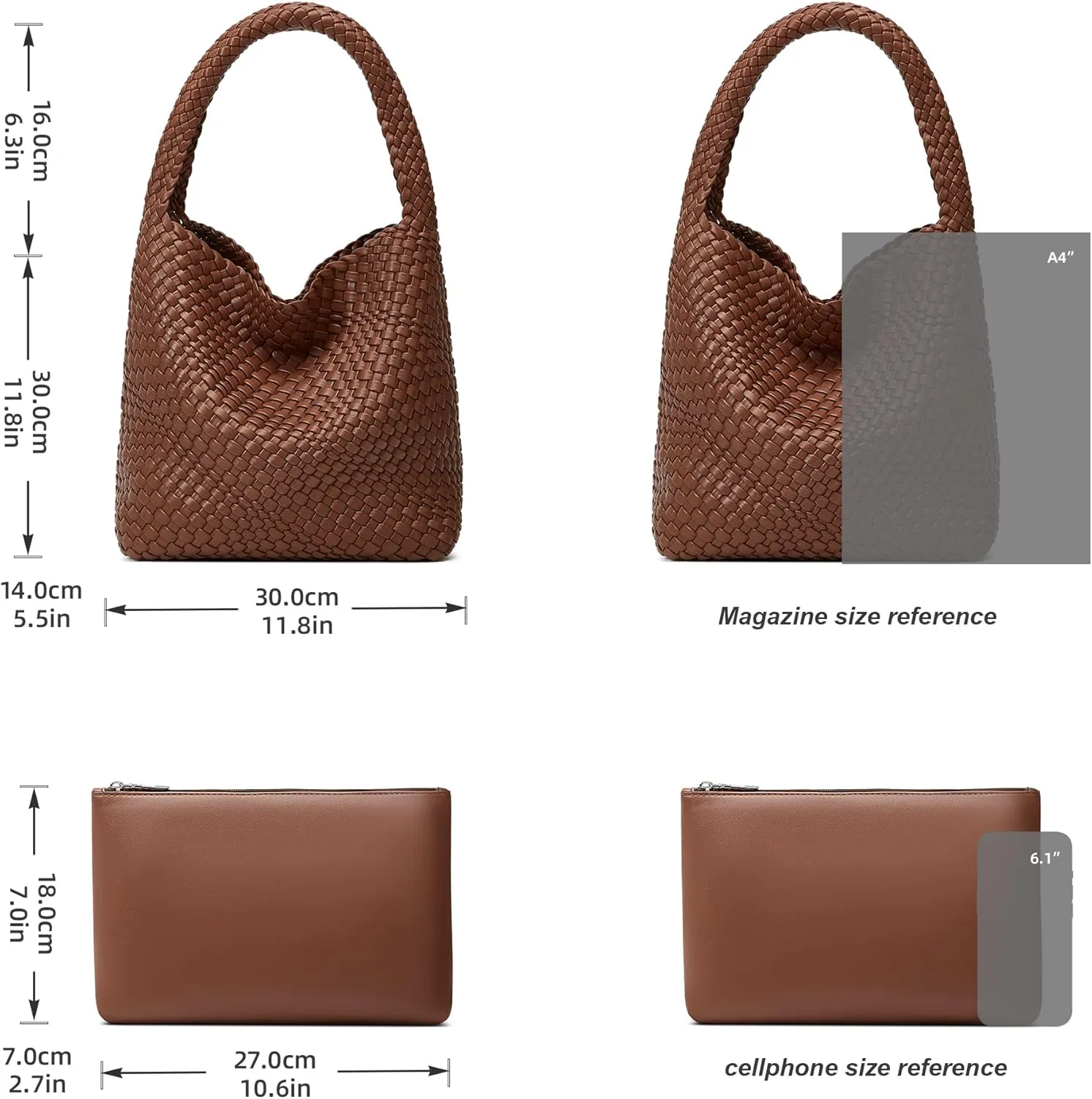 Woven Tote Bag for Women: Vegan Leather Shoulder Purse - Underarm Hobo Bag - Summer Beach Tote for Vacation