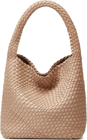 Woven Tote Bag for Women: Vegan Leather Shoulder Purse - Underarm Hobo Bag - Summer Beach Tote for Vacation