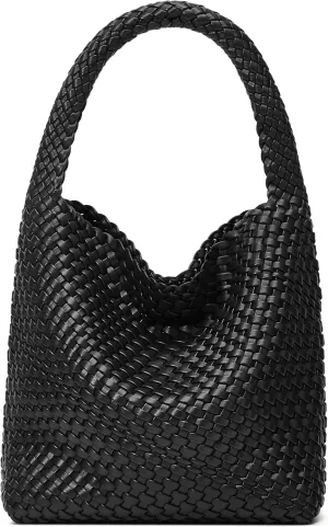 Woven Tote Bag for Women: Vegan Leather Shoulder Purse - Underarm Hobo Bag - Summer Beach Tote for Vacation