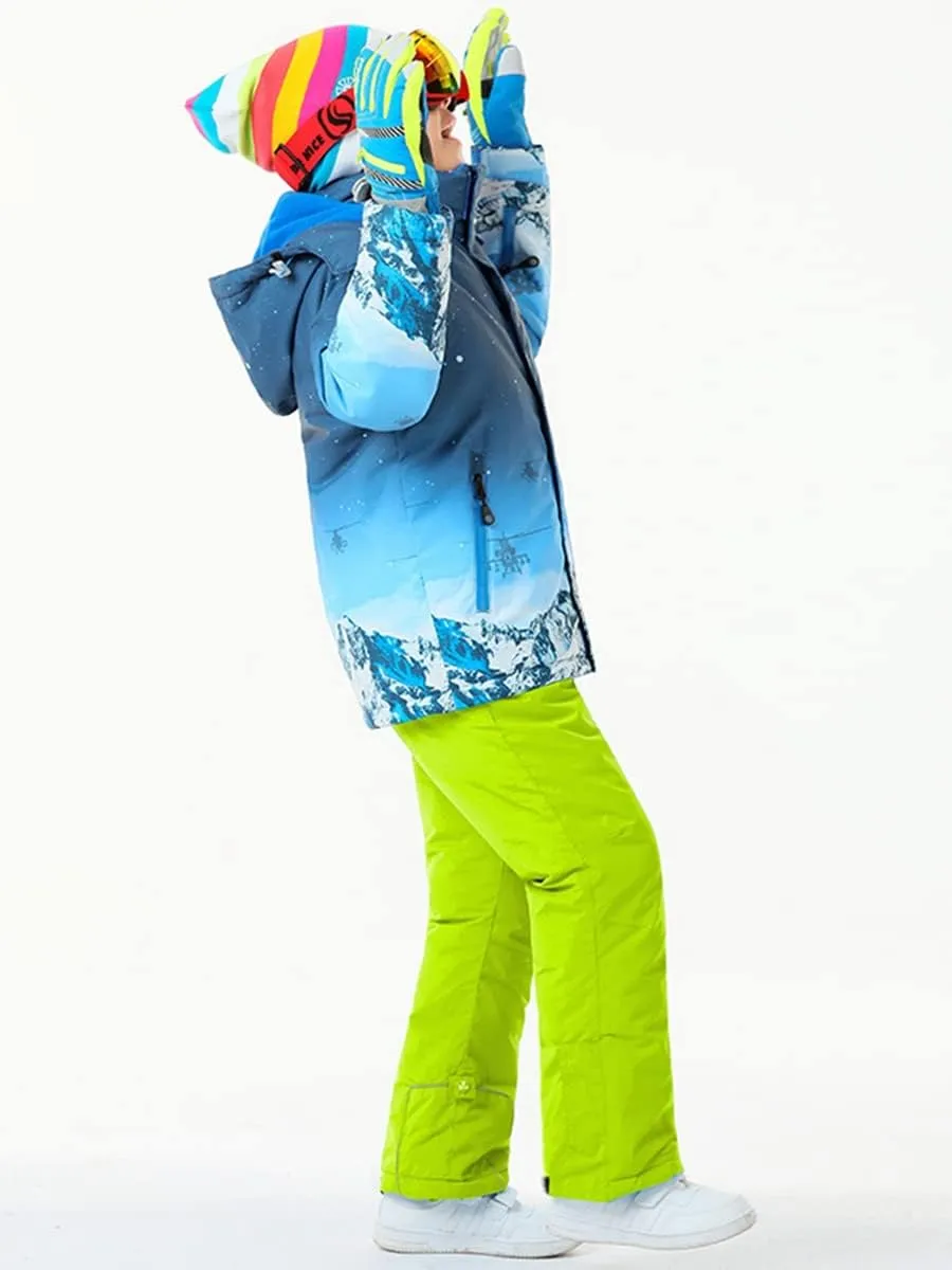 WOWULOVELY Kid's Snow Bib Pants Winter Waterproof Windproof Ski Pants Insulated Snowboard Overalls for Boys Girls