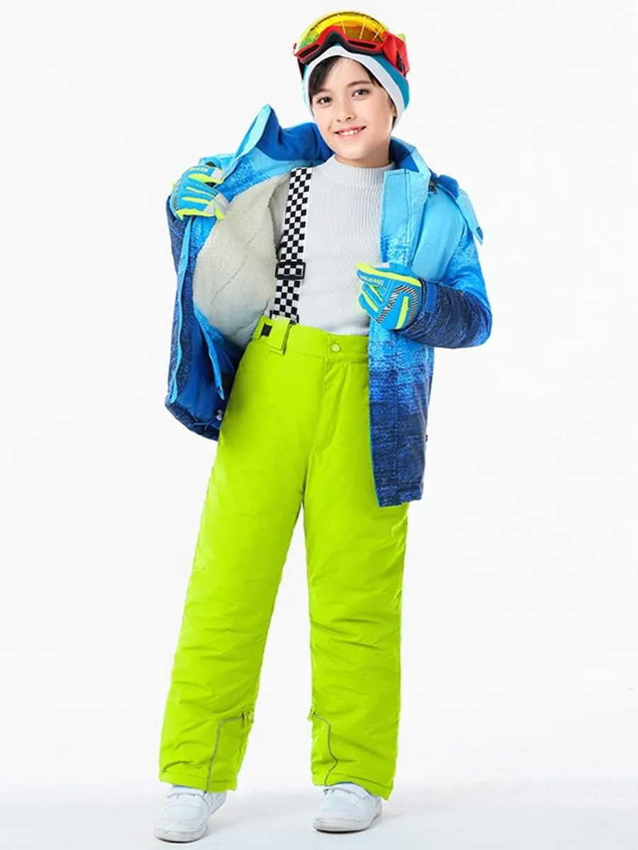 WOWULOVELY Kid's Snow Bib Pants Winter Waterproof Windproof Ski Pants Insulated Snowboard Overalls for Boys Girls