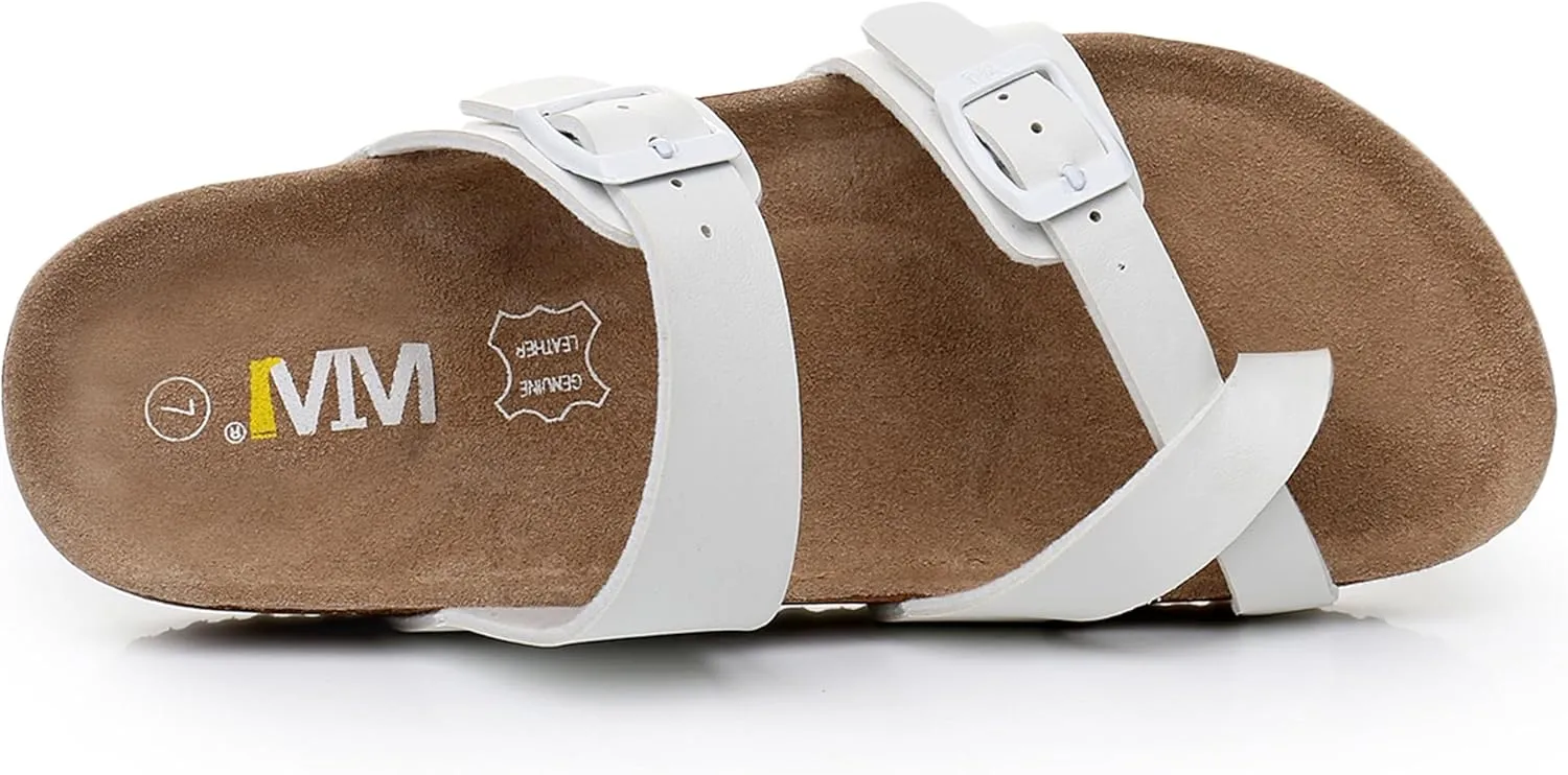 WTW Women's Comfortable Cork Footbed Sandals Memory Foam Summer Slide Sandals for Women Casual Beach Vacation Outdoor Walking