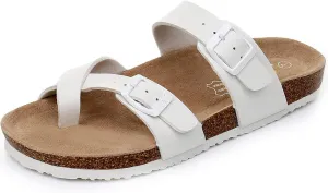 WTW Women's Comfortable Cork Footbed Sandals Memory Foam Summer Slide Sandals for Women Casual Beach Vacation Outdoor Walking