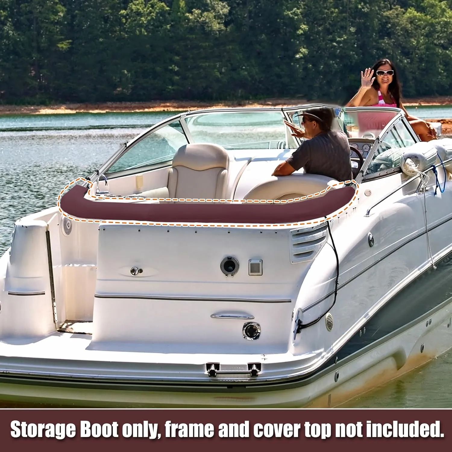 X AUTOHAUX 4 Bow Bimini Top Storage Boot Cover Waterproof Boat Bimini Storage Bag 600D Polyester Canvas No Frame Sun Resist