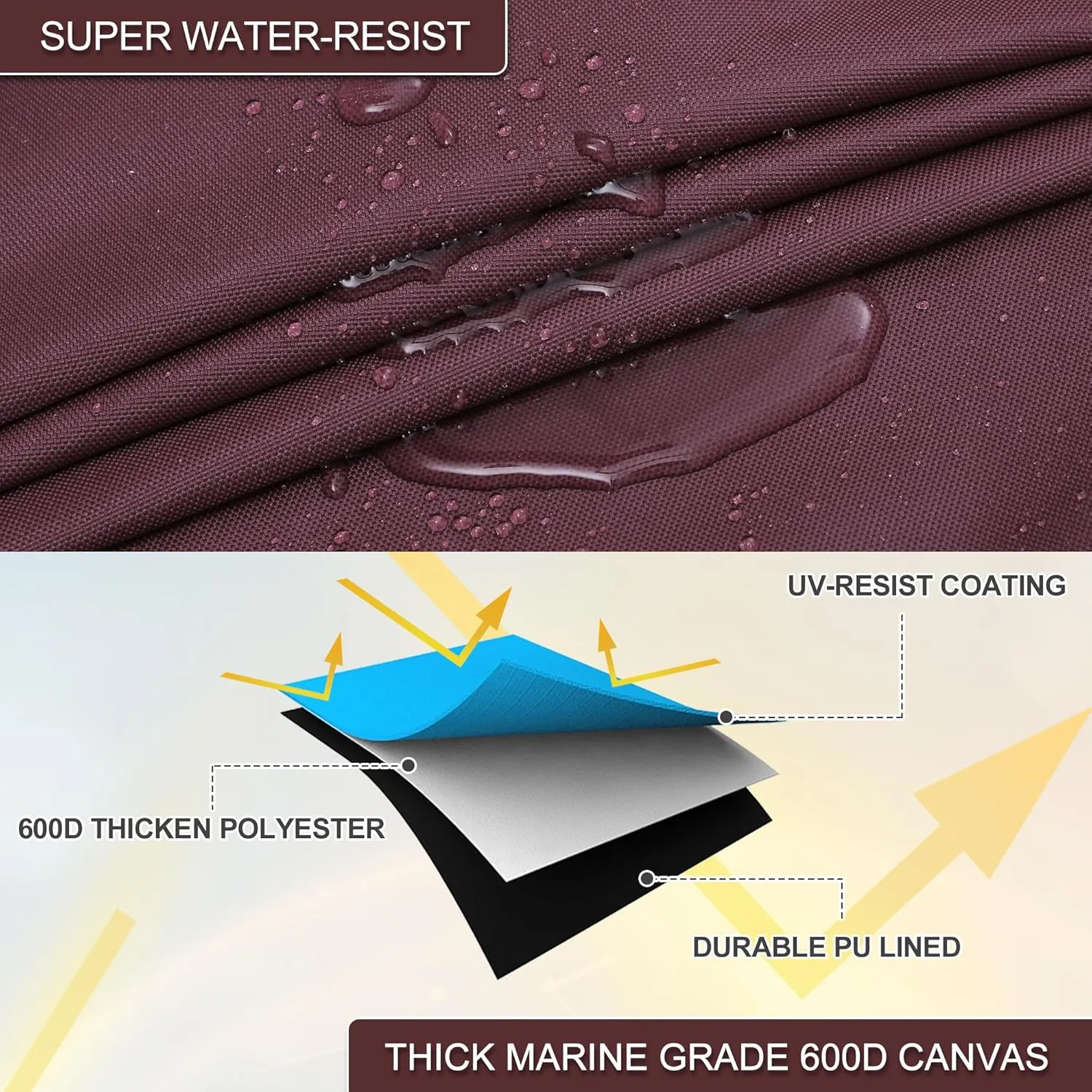 X AUTOHAUX 4 Bow Bimini Top Storage Boot Cover Waterproof Boat Bimini Storage Bag 600D Polyester Canvas No Frame Sun Resist